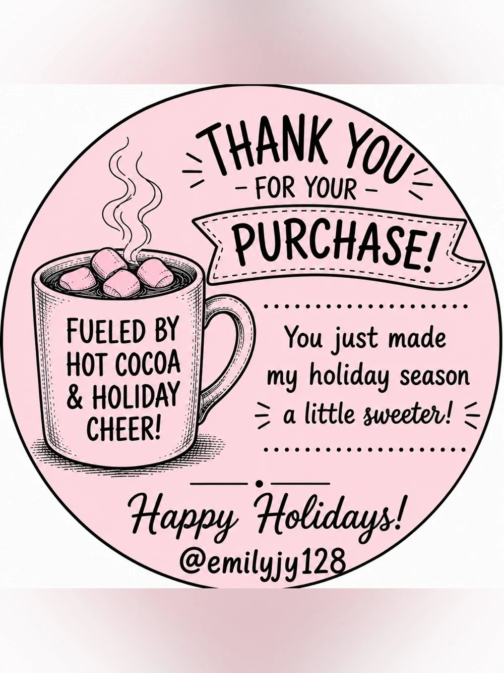 CUSTOM HOLIDAY 2” Stickers, 50 of One Color/Design with Closet Name